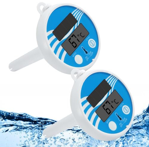 Vegena Termometri per Piscina Galleggianti Solari con Display Digitale, 2 Pezzi
