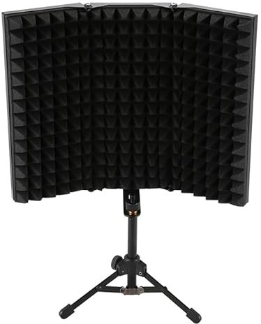 Sound Proofing Panels,Acoustic Panels Recording Sound Absorber Microphone Isolation Shield Anti-Noise 3-Fold Design High-Density Foam Panel, for Recording Equipment