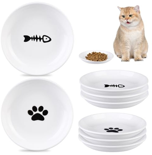 Set de Gamelle Chat Ceramique, 6 Pièces Gamelle pour Chat en Céramique, Gamelle Ceramique Chat, Gamelles pour Chats, Gamelle en Céramique pour Chat, Gamelles Chat Céramique pour Petit Animal