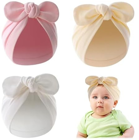 Amexo Bonnets TURBAN en Coton pour Bébés Nouveau-Nés Chapeaux Toddler 0-2 Ans