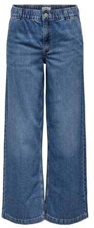 ONLY ONLCOMET Vaqueros Anchos de Pierna Ancha de Cintura Media Pantalones Vaqueros de Corte Ancho, Medio De Mezclilla Azul, S / 32L