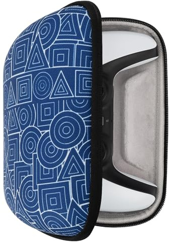 GEEKRIA Gaming Controller Case Compatible with Sony PlayStation 5 DualSense, PS4 DualShock 4, PS3 Dualshock 3, Gaming Accessories Storage Carrying Bag (Blue)