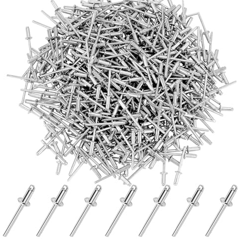 Zynthor 200Pcs Aluminum Blind Rivets, 3.2 x 10mm Pop Rivets Assortment, Aluminum Grip and Steel Mandrel, for Metal, Marine Boat, Automotive, Railway, and Duct Work