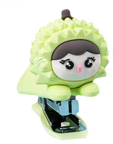 Lurrose Mini Agrafeuse Mignonne Forme Durian en Plastique Compacte et Portable Agrafeuse de Bureau pour École et Fournitures Scolaires Outil D’Agrafage Pratique et Décoratif