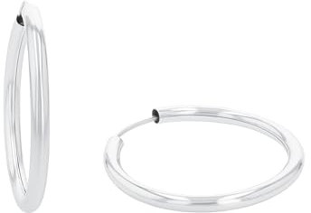 Amor Creolen 925 Sterling Silber Damen Ohrschmuck, 2,8 cm, Silber, Kommt in Schmuck Geschenk Box, 9968503