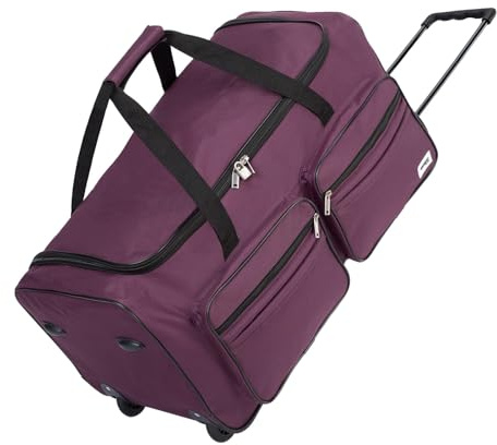 MONZANA® 85L Holdall with Wheels, Travel Bag Luggage with Trolley Function, Large Holdall Bag, Large Duffle Bags, Wheeled Travelling Duffel with Wheels & Telescopic Handle, Violet Purple