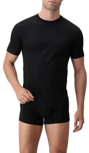 CAGI 6 Manica Corta Intimo Uomo T-Shirt Girocollo Cotone Pettinato 1306 5306 Nero TG. 6