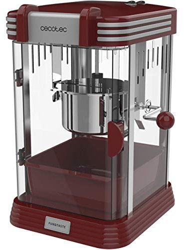 Macchina per popcorn elettrica Cecotec Fun&Taste P'Corn Classic. 300 W, design retrò, pentola in acciaio inox da 500 ml, vassoio rimovibile, potenza 300 W, luce interna, misurino.