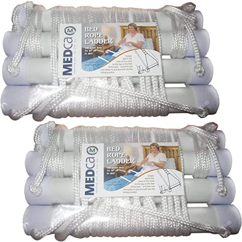 MEDca Bed Helper Adjustable Home Pull Up Assist Ladder Strap with Grip and Handles - Helps to Easily Sit Up for Seniors, Elderly, Handicapped, and Injured Bed Rope Ladder - Pack of 2