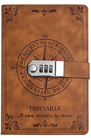 WANLIAN Agenda richiudibile, in pelle marrone fantasia nautica, con portapenne e porta tessere, adatta per diario di viaggio personale (Marrone)