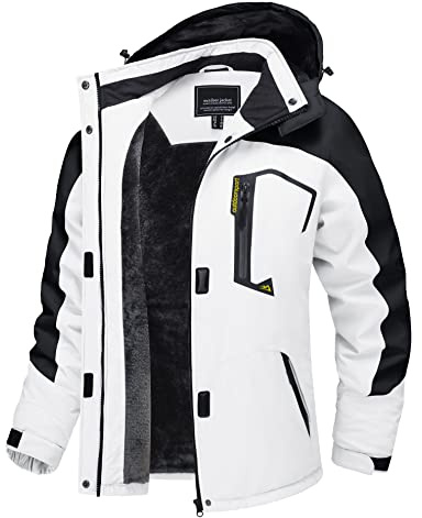 TACVASEN Giacca Da Snowboard Donna Inverno Trekking Giubbotto Di Transizione Giubbotto Da Lavoro Hiking Giacca Outdoor Riempite Bianco-nero, M