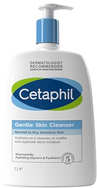 Cetaphil Gentle Skin Cleanser, 1L, Face & Body Wash, For Normal To Dry Sensitive Skin, With Niacinamide & Glycerin, Soap Free, 1 unit, Packaging May Vary