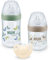 NUK for Nature Start Baby Bottle & Dummy Set, 0-6 Months, 100% Natural Raw Materials, 2 x Bottles (150 ml & 260 ml), 2 x Silicone Soothers, BPA-Free, 4 Count