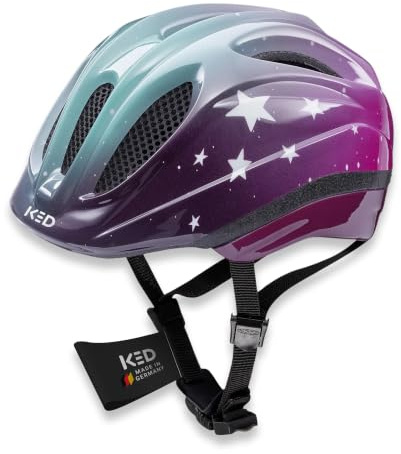 KED Meggy II Trend Fahrradhelm Für Kinder – Made In Germany, LED Rücklicht, MaxShell Technologie Und Präzise Größenverstellung | Farbe: Stars Pink Agua | Größe: 52-58 (M)