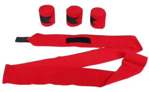 Cyrank 4PCS Horse Leg Bandage, Horse Elasticated Training Bandages Leg Wraps Pack, Stable Equestrian Leg Wraps Self Adhesive for Horse Thick NonSlip Breathable Joint Ball, Red, 11x300cm