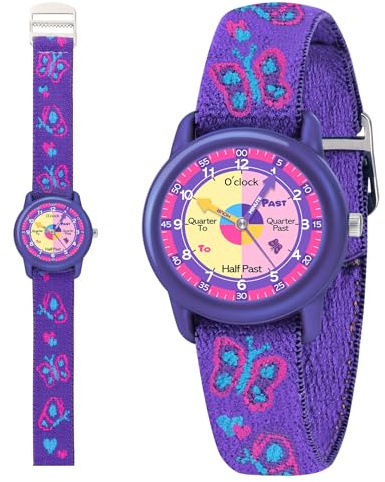 Timever Kids Analog Watches for Girls Boys with Soft Elastic Fabric Strap, Learning Time Waterproof Watch for Ages 3-12 Kids
