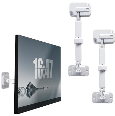 TV-Wandanker gegen Vorwärts, Kippschutz-Möbelanker für Babysicherung, TV-Gurte, Sicherheit für Flachbildschirm, verstellbare Länge von 14 cm bis 21,6 cm, Weiß, 2 Stück (weiß (2 Stück)