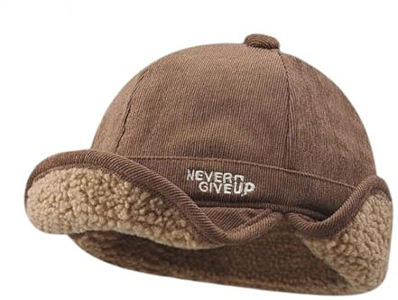 Rayson Uomo Berretto da Portuale con Paraorecchie Invernale Caldo Unisex Rolled Brim Cappelli con Fodera in Cashmere(Marrone,Taglia Unica)