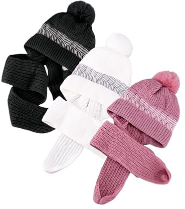 Uposao Kapuzenschal 2 in 1 Integrierter Gehörschutz Winddichte Mütze Schal Winddichter Mützenschal Warmer Strickmütze Kapuzenschal für Frauen