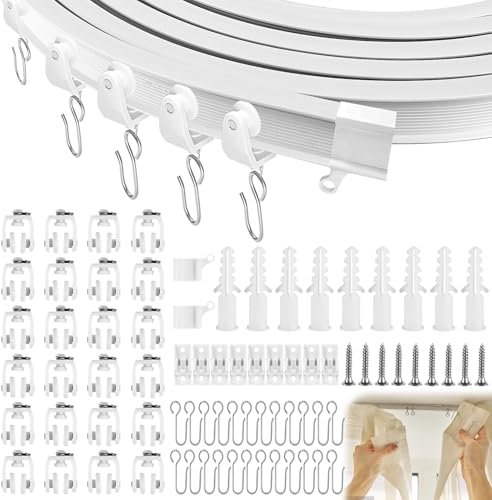 3M Flexible Decken Vorhangschiene, Biegbare Gardinenschiene mit stummen Rollen Curtain Rail Deckenschiene für Vorhänge Raumteiler Wohnmobil-Vorhang Duschvorhang Krankenhaus-Vorhangschienensystem