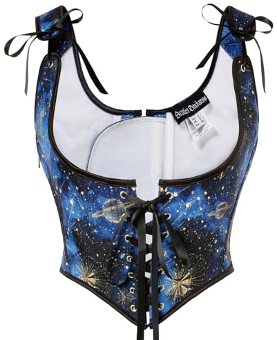 SCARLET DARKNESS Corset Bustier Femme Médiéval Pirate, Jacquard Sous Poitrine à Lacets