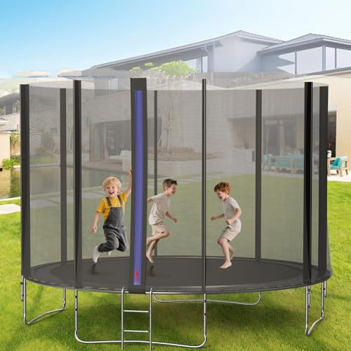 WoRaum Trampoline Jardin Extérieur Ø366 cm Set Complet avec Filet de Sécurité, Échelle, Accessoires – Trampoline pour Enfants et Adultes