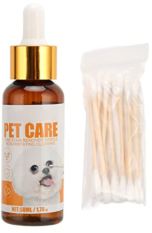 Fafeims Removedor de Lágrimas para Perros, Juego de Removedor de Lágrimas para Perros y Gatos, Solución de Limpieza Segura para Pieles Delicadas Alrededor de los Ojos