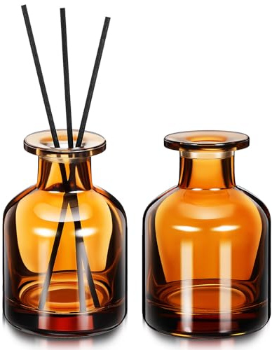 Didiseaon Reed Diffuser Bottles: 2 Pcs Glass Diffuser Bottles Empty Cylinder Aroma Jars Reusable Essential Oil Holders for Home, Office, And Car