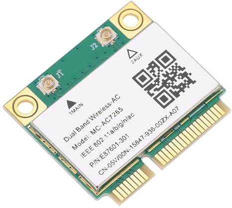 Yctze Network Card Mini PCIE Gigabit Double Band Wireless Wifi 4.2 Adapter, High Speed Stable Signal Adapter for Desktop Laptop Notebook PC, Builtin 7265AC Chip