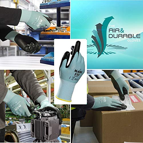 Ultrane 510 Polymer Work Gloves, Mechanical Protection, Automotive, Mechanics, Warehouse, Maintenance, Assembly, Factory, Green, Size 7 Small (1 Pair) Safety Gloves 7 (Small)