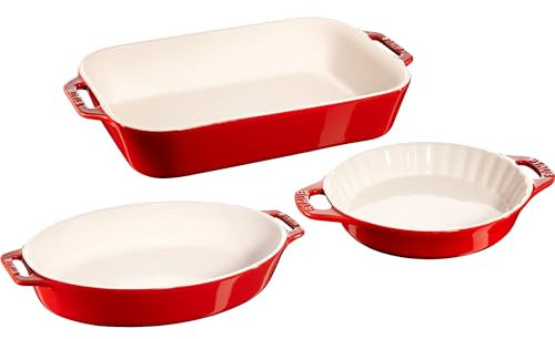 STAUB 40508-689 Keramik Auflaufform-Set, kirsche
