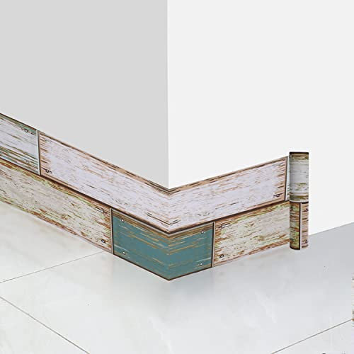 Cenefa Adhesiva para Paredes, Adhesivo Impermeable Azulejos Adhesivo Zócalo Papel Tapiz Autoadhesivo Suelo Borde Grano Madera Mate Baño Cocina Sala Estar Hogar Decoración(20x120 cm/7,9x47,2in)