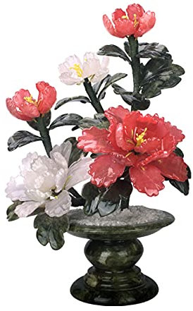 GRFIT Bonsai Plant 11.8 Pulgadas Jade Talla peonía Flor Bonsai Gema Piedra Dinero árbol Natural Amatista Arte decoración Oficina Sala de Estar Buena Suerte Fake Plant Decoration Plantas