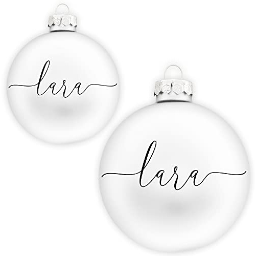 Coverlounge Christbaumkugel personaliert aus Glas | Weihnachtskugel mit Name| Ø 6cm oder 8cm in Weiß (Matt) | für Weihnachten