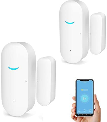 Tuya - Sensori WiFi per porte e finestre, allarme intelligente con notifica gratuita, sistema di allarme per la sicurezza domestica, nessun hub richiesto, compatibile con Alexa,(confezione da 2)