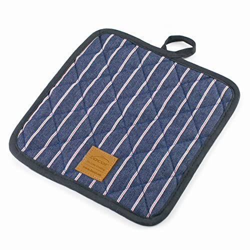 Lacor - 60044 - Mitaines Four Paris Collection, Résistant à la Chaleur, Sangle Suspendue, 20 x 20 cm, Bleu Marine