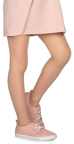looksy Basic Lightweight Girls Tights Plain Footed 20 DEN Semi Sheer Pantyhose Ballet Dance School Uniform Stockings Tonia, Natural 7/8 years