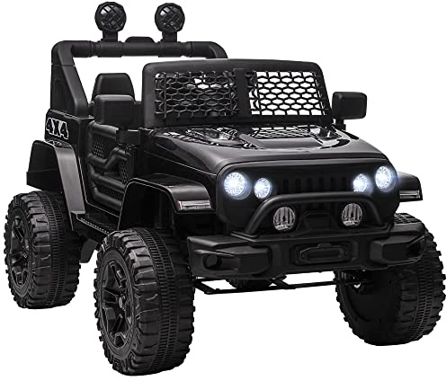 HOMCOM Voiture Electrique Enfant 4x4 12V véchicule pour Enfants avec Phare et Klaxon à Distance - 3-6 Ans - Noir