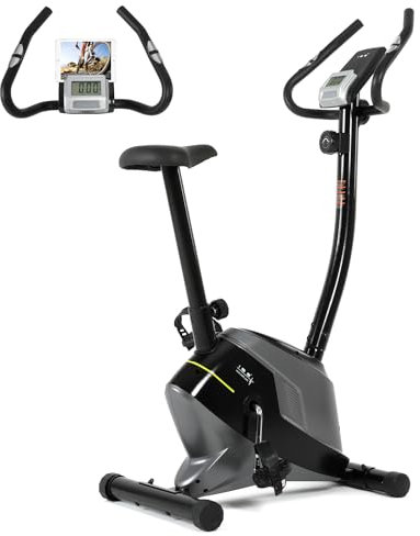 ISE Träningscykel Ergometer med LCD-skärm, träningscykel för träningscykel med 8 justerbara motståndsnivåer, hjärtfrekvens, justerbar sitthöjd SY-8825