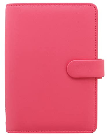 Filofax Saffiano Organizer, Personal Size, Peony - Cross-Grain, Leather-Look, Six Rings, Week-to-View Calendar Diary, Multilingual, 2024 (C028762-24)