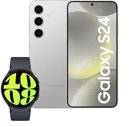 Samsung Galaxy S24, AI Android Smartphone, 8GB RAM, 128GB Storage, 50MP Camera, Marble Gray, 3 Year Manufacturer Extended Warranty with Watch6 Smart Watch, BT, 44mm (UK Version)