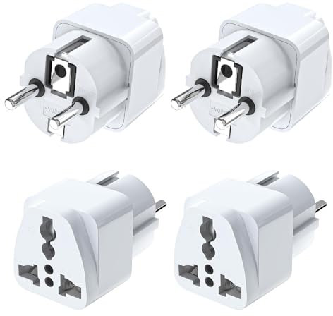 Fiotha Adaptateur Universel vers France,4 Pièces Adaptateur Prise Chine vers France,Adaptateur Prise International vers France,pour UK Anglaise Angleterre, Chine, Australie, Japon, Italie, Suisse etc