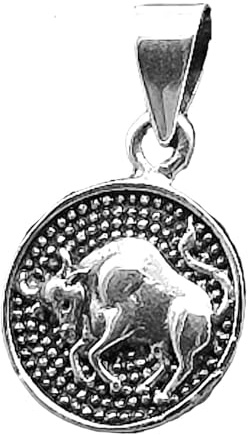 Kiss of Leather Colgante del signo zodiacal Tauro de plata de ley 925 Si. 443, Plata esterlina