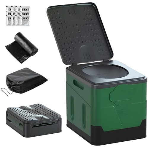 Camping Toilet,Foldable Portable Toilet for Adults,Collapsible Camper Porta Potty Loo Travel Toilet,Outdoor Folding Toilet Bucket for Car,Home,Camping,Caravan,Campervan,Picnic,Hiking,Fishing (Green)