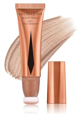 Vawolecy Beauty Wand, barra iluminadora con aplicador de esponja, iluminador líquido suave y ligero, vegano y libre de crueldad, acabado mate.