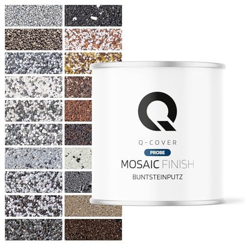 Q-COVER Buntsteinputz Tester Flüssige Farbprobe 2,5 kg Putzprobe Sockelputz Mosaikputz Dekorativputz