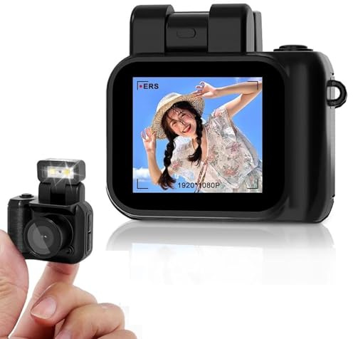 Sxhlseller Mini Fotocamera Digitale Portachiavi, 1080P HD 2MP, Schermo a Colori, Grandangolo 160 Gradi, con Cinturino da Polso