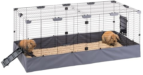 Ferplast Kaninchenstall, Bunny HUB 02 Innen-/Außenbereich Gehege, Mit Zubehör, Aus Recyceltem Eisen und Kunststoff, Vielseitiger Stoff, Einfache Reinigung, 140 x 71 x h 59,5 cm