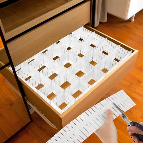 QWORK® 40 Pezzi divisori per cassetti, 37x7 cm regolabili separatore cassetti, per cassettiere, cucine, camere da letto, armadi
