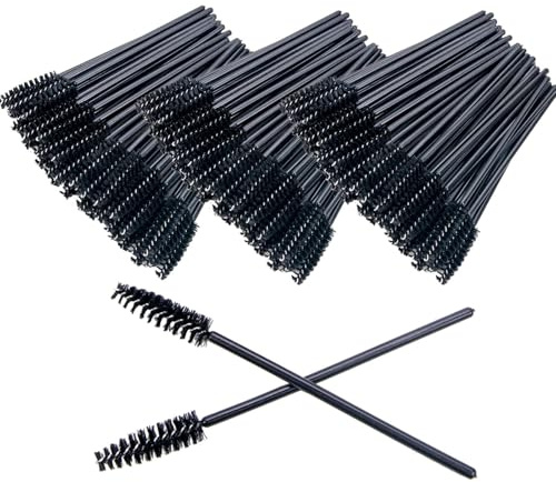 300 stycken ögonfransborstar, mascara-borstar, mascara-trollstavar, ögonfransborste, mascara-pensel, böjbar, ögonfransborste, mascara borstar för ögonfransförlängning – svart